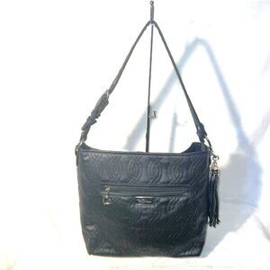 Bella Russo Black Quilted Faux Leather Shoulder Bag w/ Heart Charm - NWOT